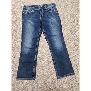 Silver Suki Capri Jeans  Size W30  Blue Stretch Denim Thick stitching Womens